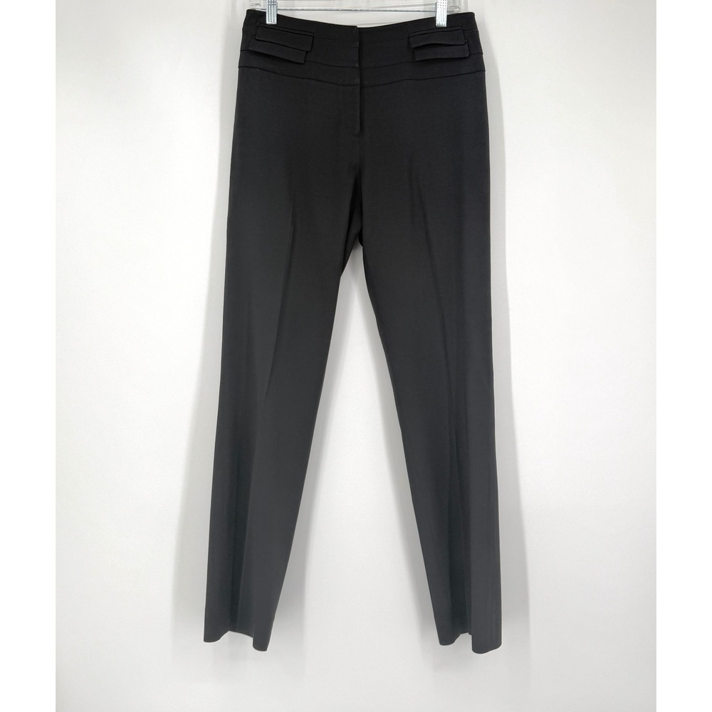 Karen Millen England Black Wool Blend Tailored Trousers Pants Pocket Accent US 8